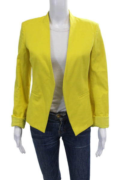 Theory Women's Long Sleeves Open Front Lined Basic Jacket Blazer Yellow Size 4