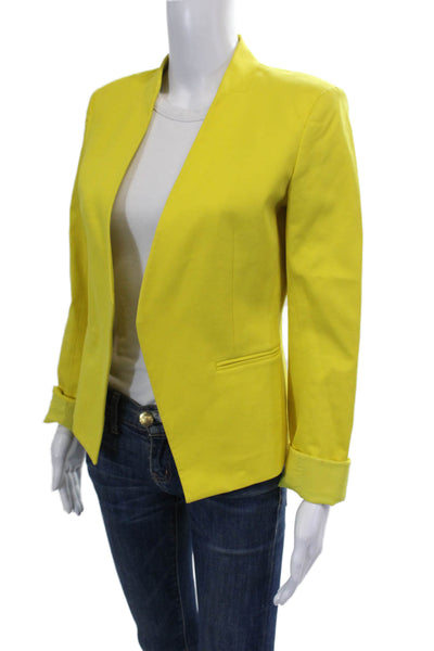 Theory Women's Long Sleeves Open Front Lined Basic Jacket Blazer Yellow Size 4