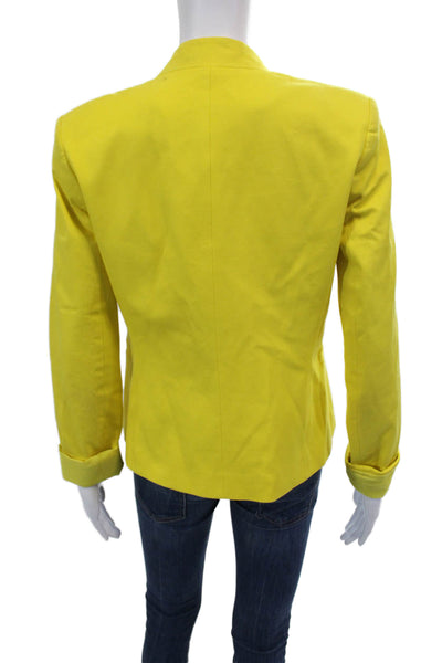 Theory Women's Long Sleeves Open Front Lined Basic Jacket Blazer Yellow Size 4