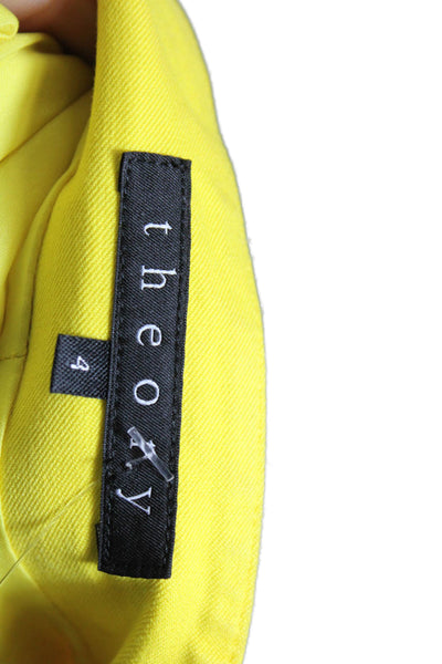 Theory Women's Long Sleeves Open Front Lined Basic Jacket Blazer Yellow Size 4