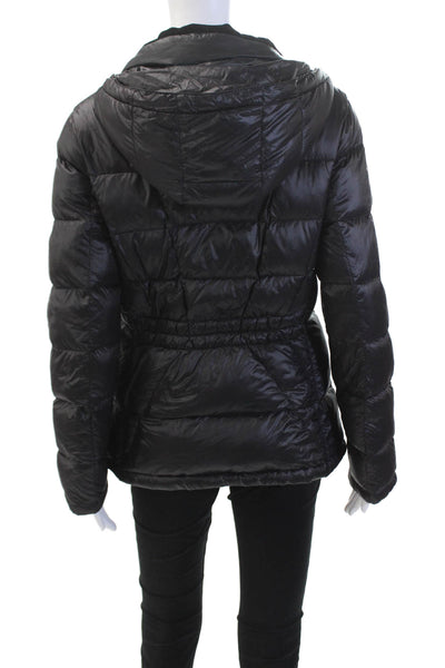 Calvin Klein Womens Textured Long Sleeve Full Zip Hood Puffer Jacket Black Size