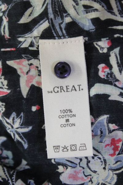 The Great Womens Textured Square Neck Spaghetti Strap Floral Blouse Black Size 0