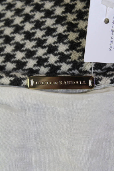 Loeffler Randall Womens Wool Long Sleeve Button Gingham Print Jacket White Size