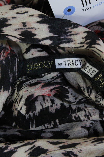 Plenty by Tracy Reese Womens Textured Scoop Neck Long Sleeve Print Blouse Multi