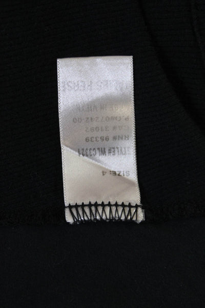 Standard James Perse Womens Cotton Collared Ribbed Button Up Top Black Size S