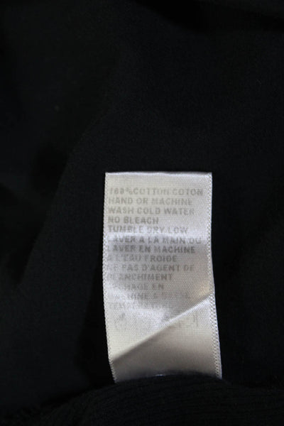 Standard James Perse Womens Cotton Collared Ribbed Button Up Top Black Size S