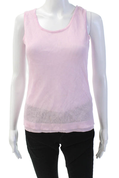 Genny Womens Perforated Round Neck Sleeveless Camisole Tank Top Pink Size 8