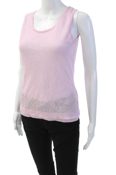 Genny Womens Perforated Round Neck Sleeveless Camisole Tank Top Pink Size 8