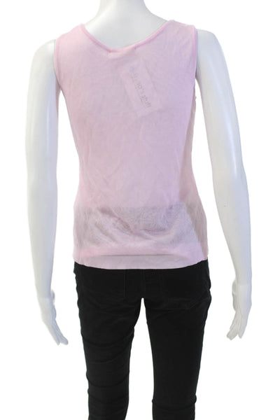 Genny Womens Perforated Round Neck Sleeveless Camisole Tank Top Pink Size 8