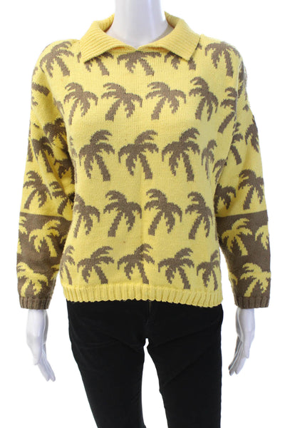 Bonnie Case Womens Graphic Print Turtleneck Pullover Sweater Yellow Size 4