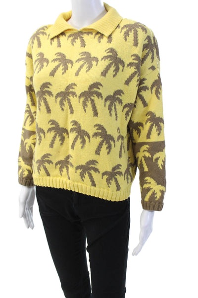 Bonnie Case Womens Graphic Print Turtleneck Pullover Sweater Yellow Size 4