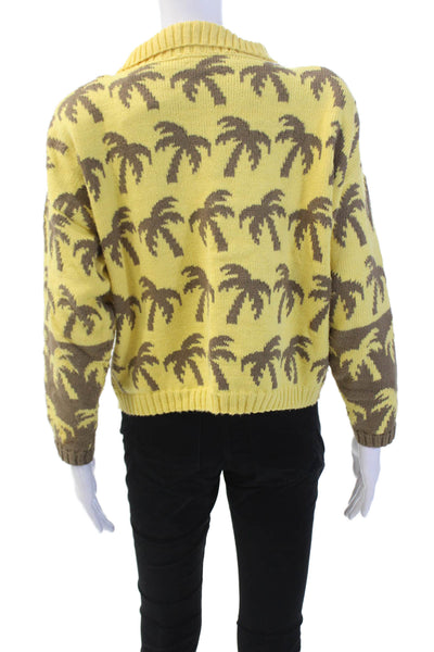 Bonnie Case Womens Graphic Print Turtleneck Pullover Sweater Yellow Size 4