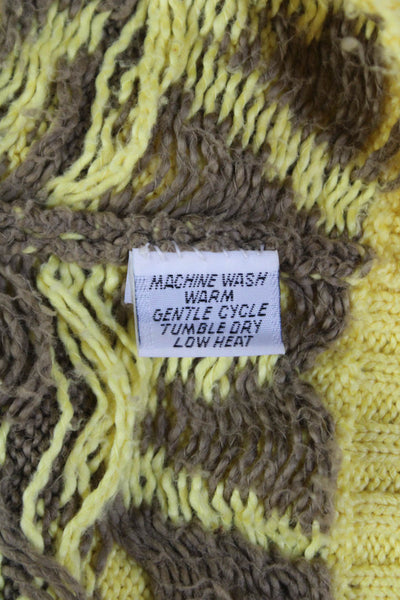 Bonnie Case Womens Graphic Print Turtleneck Pullover Sweater Yellow Size 4