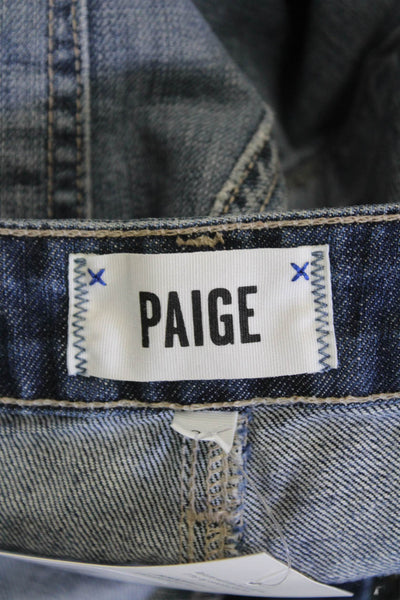 Paige Womens Cotton Distressed Zip Dark Wash Denim Shorts Blue Size 27