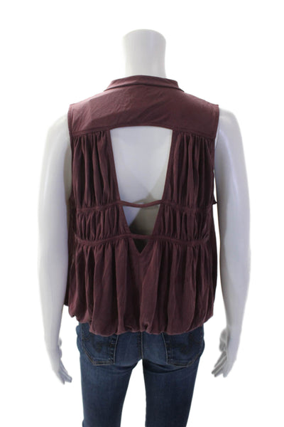 Free People Womens Tied Sleeveless V-Neck Pullover Blouse Top Pink Size XS
