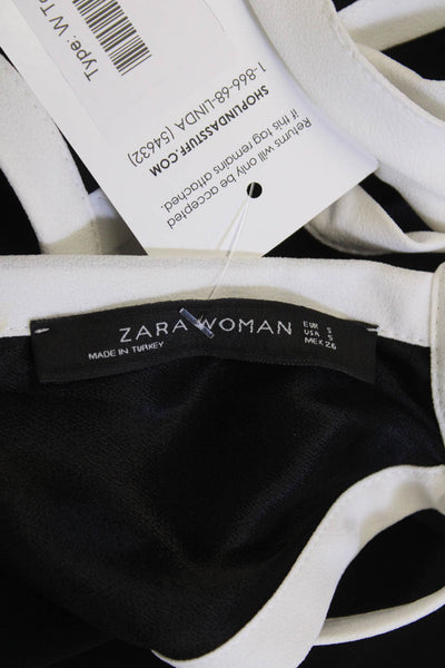 Zara Womens Halter Neck Sleeveless Pullover Tied Blouse Top Black Size S