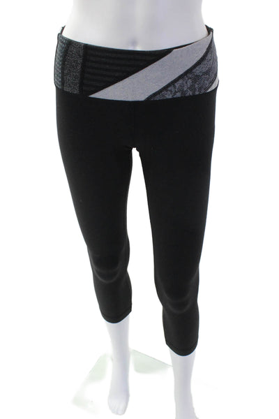 Lululemon Womens High Waisted Knit Lined Ankle Leggings Black Size S