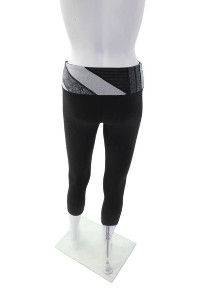 Lululemon Womens High Waisted Knit Lined Ankle Leggings Black Size S