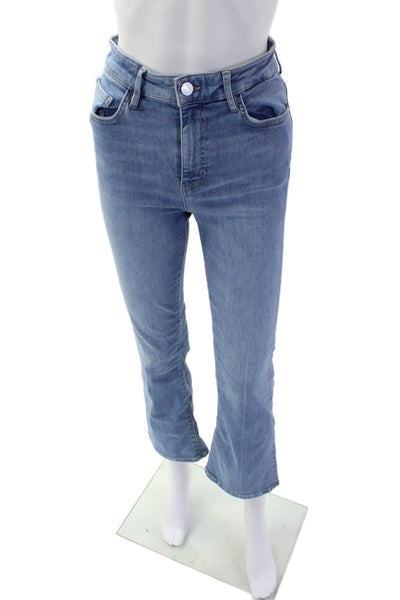 Frame Womens Cotton Zip Button Crop Boot Denim Jeans Blue Size EUR 26
