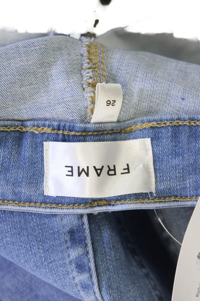 Frame Womens Cotton Zip Button Crop Boot Denim Jeans Blue Size EUR 26
