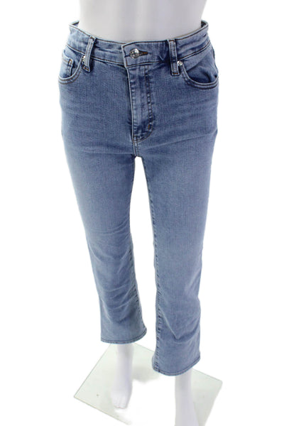 Frame Womens Cotton Zip Button Straight Leg Crop Jeans Blue Size EUR 26