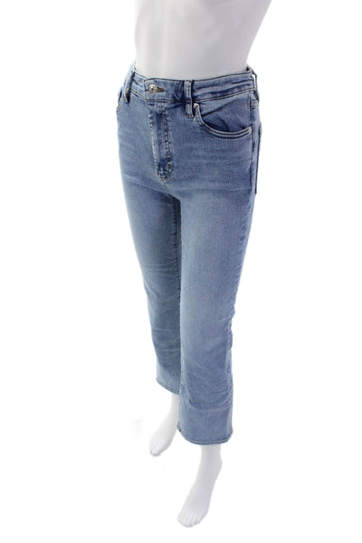 Frame Womens Cotton Zip Button Straight Leg Crop Jeans Blue Size EUR 26