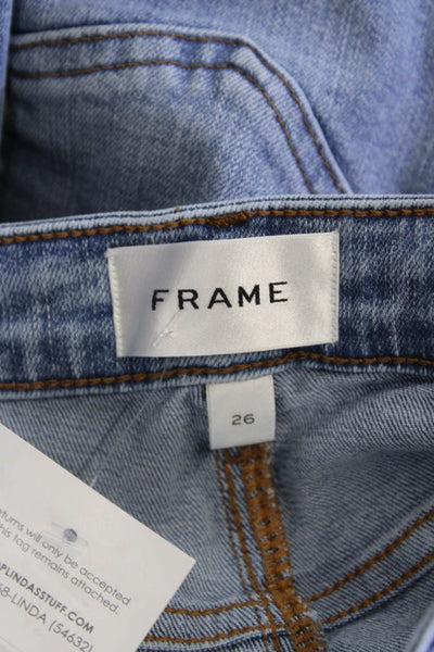 Frame Womens Cotton Zip Button Straight Leg Crop Jeans Blue Size EUR 26