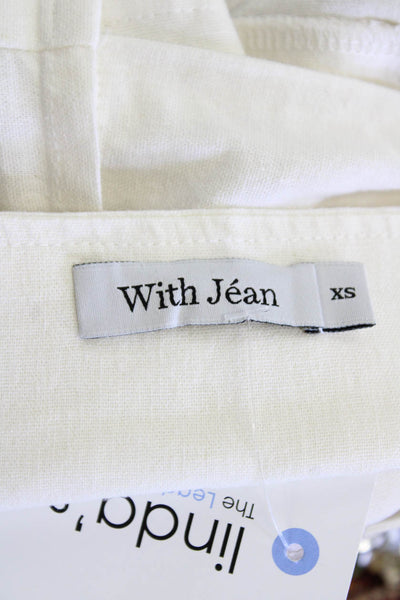 With Jean Womens Cotton Square Neck Short Sleeve Lined Top White Size XS