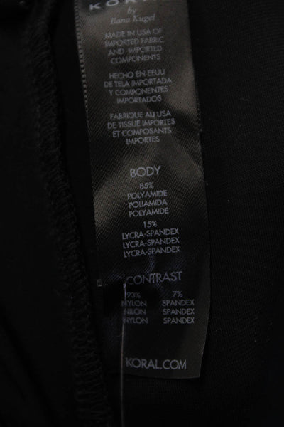 Koral Womens Ribbed Pull On High Rise Leggings Black Sky Blue Size Medium