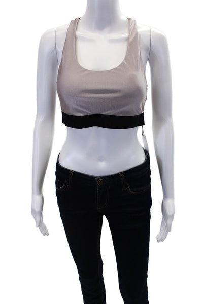 Koral Womens Cut Out Back Perforated Sports Bra Mauve Pink Black Size Medium