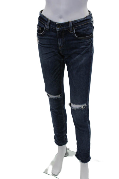 Rag & Bone Jean Womens Low Rise Dark Wash Distressed Jeans Blue Size 25