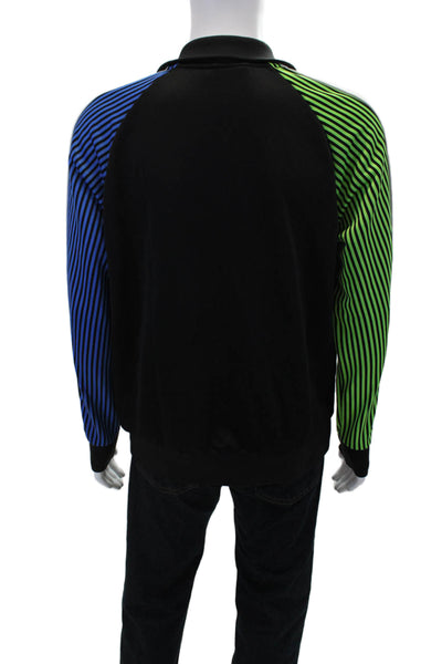 Puma Mens Full Zip Colorblock Striped Athletic Jacket Black Multicolor Size L