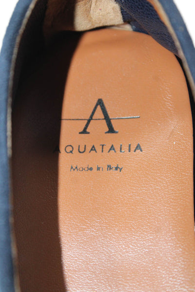 Aquatalia Womens Suede Slip On Flats Blue Size 6.5