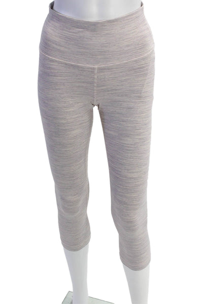 Lululemon Womens Striped Pull On Cropped Leggings Purple Beige Size 6