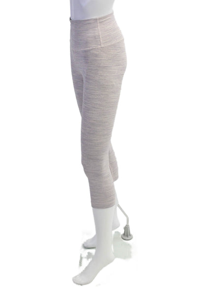 Lululemon Womens Striped Pull On Cropped Leggings Purple Beige Size 6