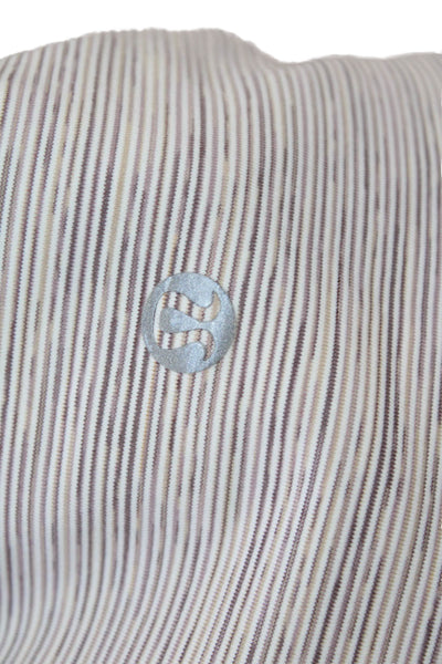 Lululemon Womens Striped Pull On Cropped Leggings Purple Beige Size 6