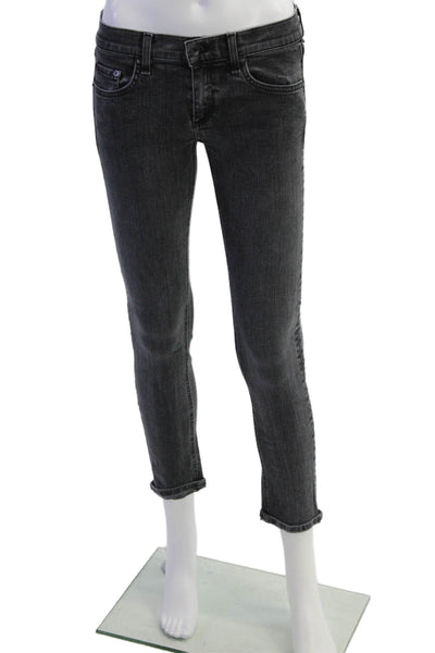Rag & Bone Jean Womens Tomboy Mid Rise Skinny Leg Jeans Black Cotton Size 25