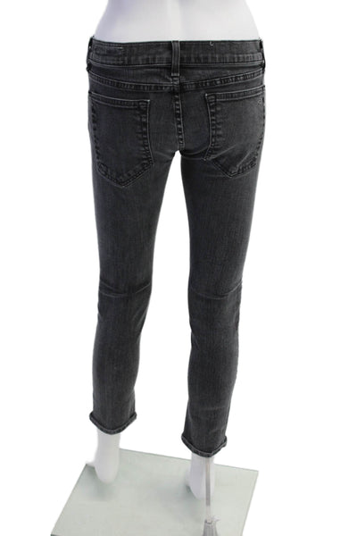 Rag & Bone Jean Womens Tomboy Mid Rise Skinny Leg Jeans Black Cotton Size 25