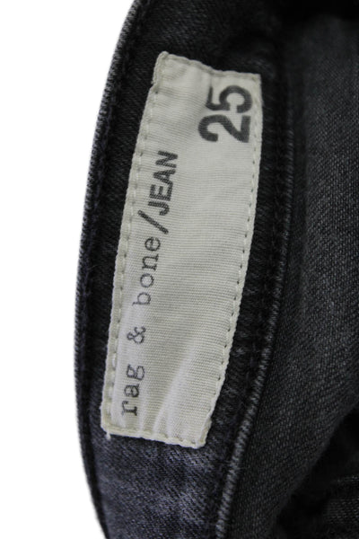 Rag & Bone Jean Womens Tomboy Mid Rise Skinny Leg Jeans Black Cotton Size 25