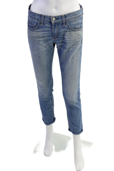 Rag & Bone Jean Womens Mid Rise The Dre Skinny Leg Jeans Green Cast Blue Size 24