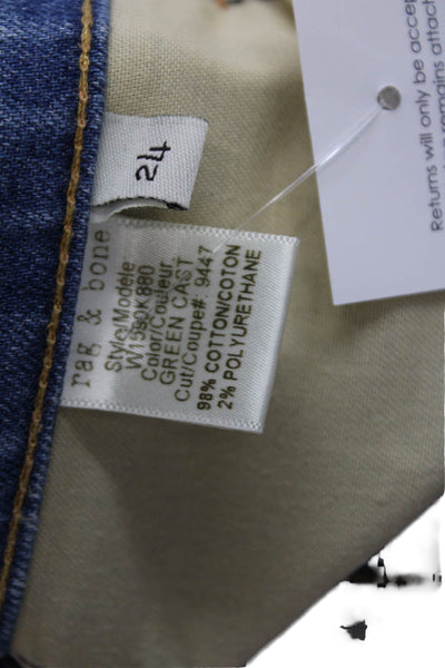 Rag & Bone Jean Womens Mid Rise The Dre Skinny Leg Jeans Green Cast Blue Size 24