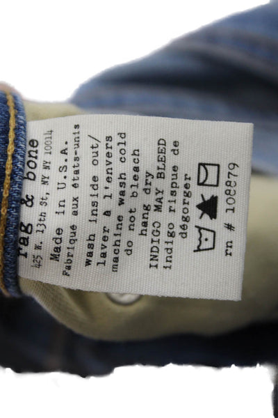 Rag & Bone Jean Womens Mid Rise The Dre Skinny Leg Jeans Green Cast Blue Size 24