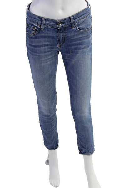 Rag & Bone Jean Womens Mid Rise The Dre Skinny Leg Jeans Stoke Blue Size 24