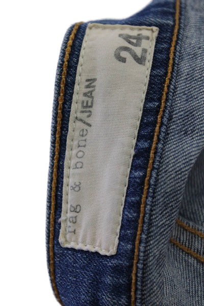 Rag & Bone Jean Womens Mid Rise The Dre Skinny Leg Jeans Stoke Blue Size 24