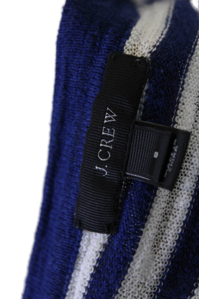 J Crew Womens Striped Button Down Cardigan Sweater White Blue Cotton Size 2