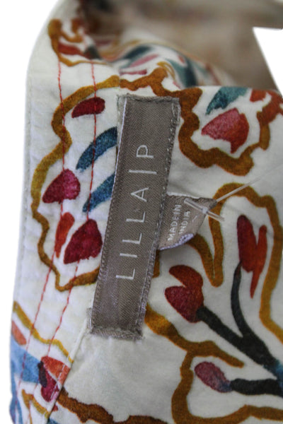 Lilla P Womens Cotton Floral Short Sleeve Tied Maxi Dress Beige Size S