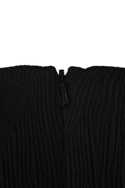 Black Halo Womens Textured V-Neck Sleeveless Zip Up Pencil Dress Black Size 0