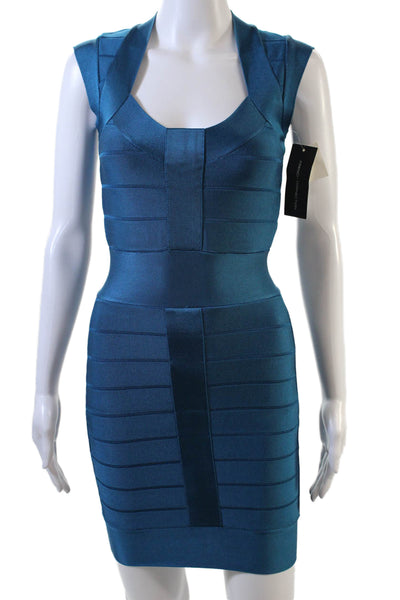 French Connection Womens Knit Scoop Neck Sleeveless Boycon Dress Blue Size 2