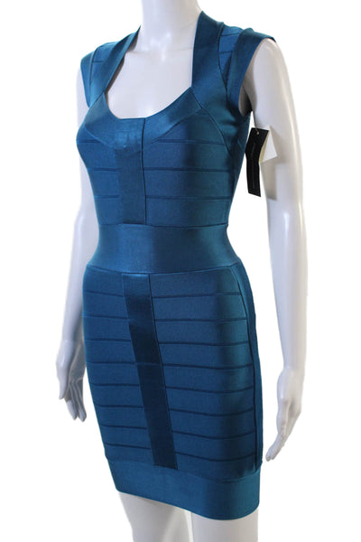 French Connection Womens Knit Scoop Neck Sleeveless Boycon Dress Blue Size 2