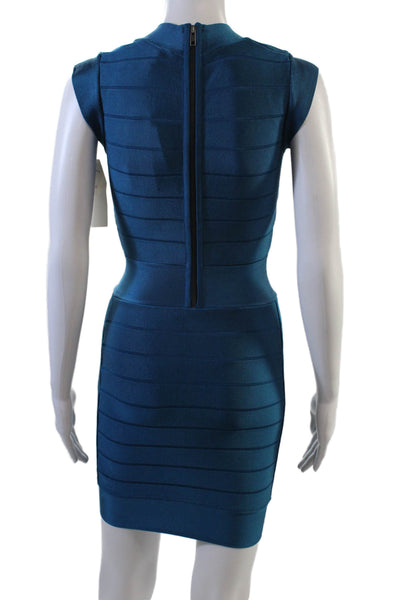French Connection Womens Knit Scoop Neck Sleeveless Boycon Dress Blue Size 2